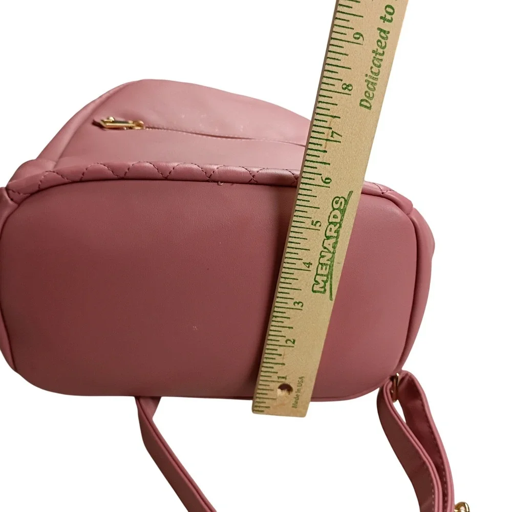 BP Mini Backpack Womens Small Pink Quilted Faux Leather Tassel Gold